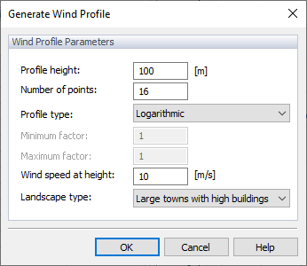 Gerar perfil de vento